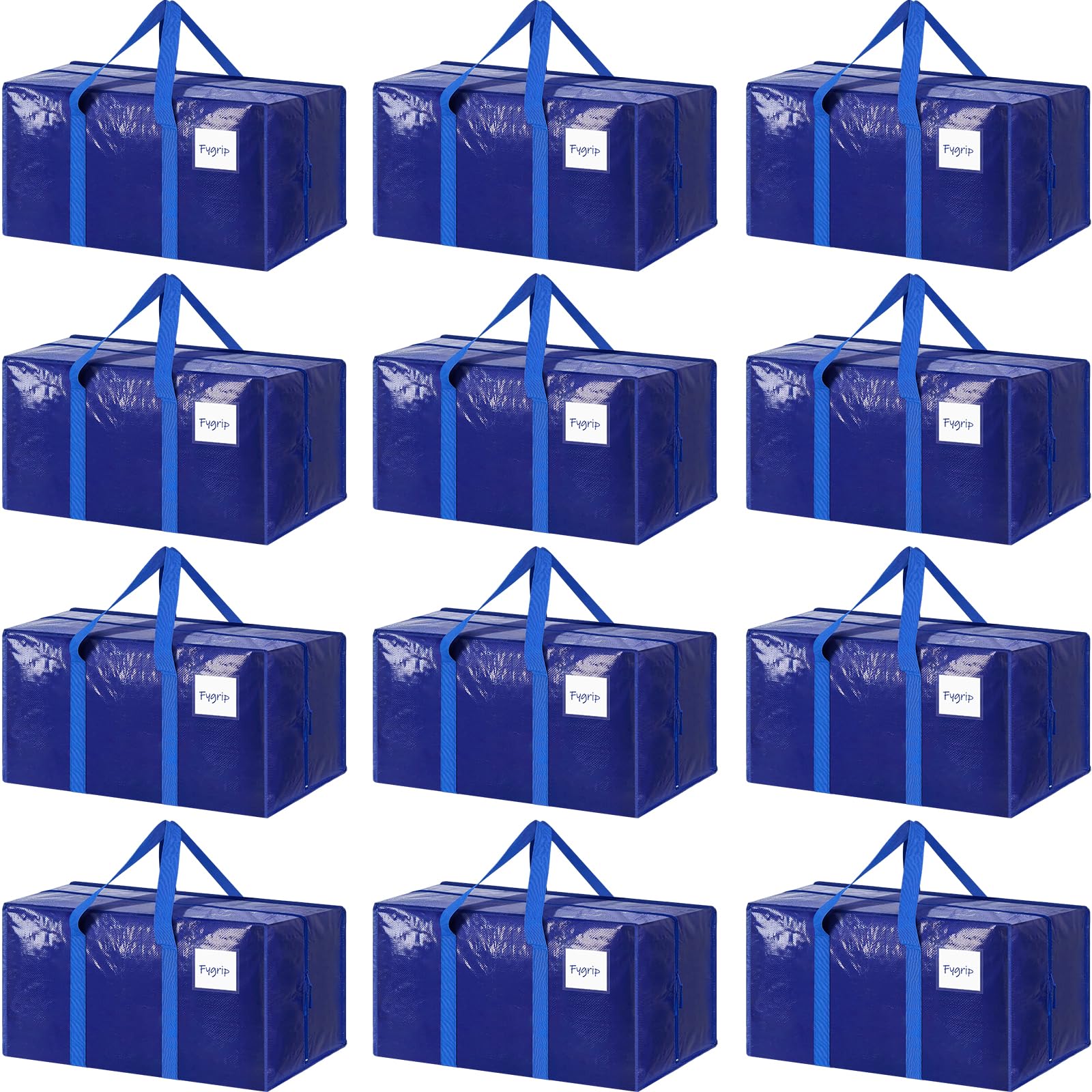 6 Pack Extra Heavy Duty Large Moving Bags with Strong Zipper & Comfortable Handles, Sturdy & Durable Clothes Storage Bags Totes Bins, Blue Packing Moving Boxes for College Supplies, Dark Blue